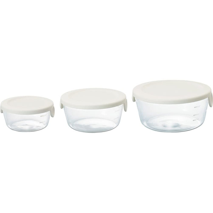 Hario Heat Resistant Glass Storage Container Set (3) White Made In Japan