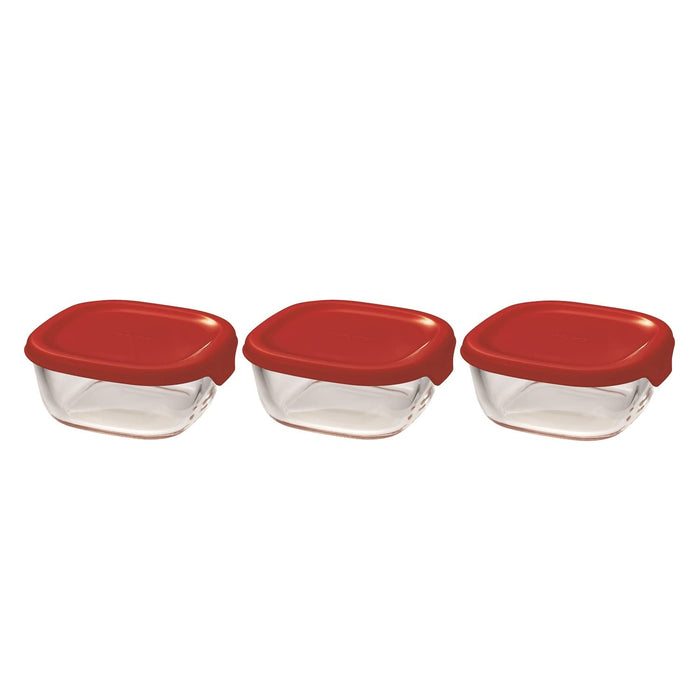 Hario Kst-S-2012-R Heat-Resistant Glass Storage Container Set Of 3 110Ml Microwave/Oven Safe Made In Japan Red