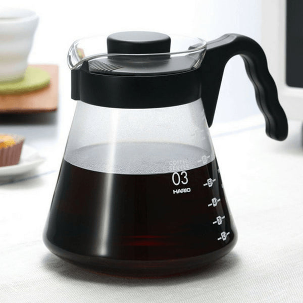 Hario V60 Heat Resistant Glass Coffee Server With Angled Handle VCS-03B (1000ml)