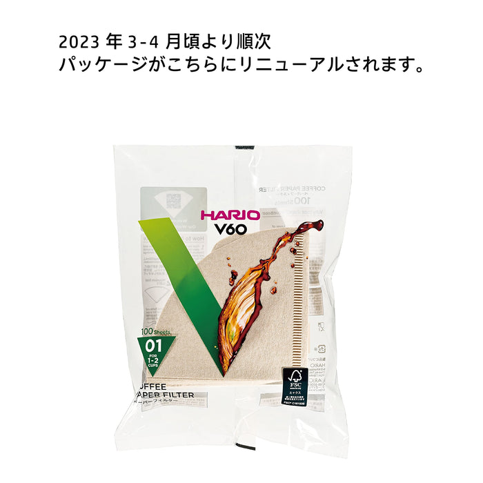 Hario V60 Paper Filter 01M Japan - For 1-2 Cups 100 Sheets Misarashi Vcf-01-100M