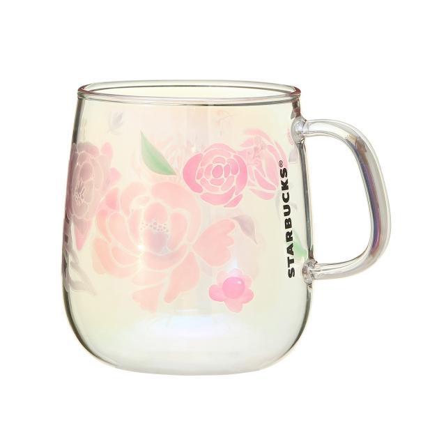 Heat-resistant glass mug hologram flowers 355ml - Starbucks Japan