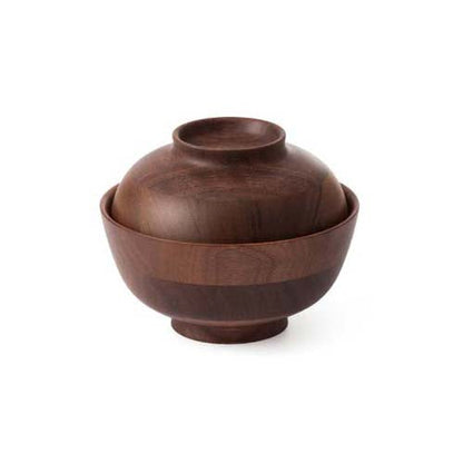 Hikiyose Wooden Soup Bowl With Lid Walnut