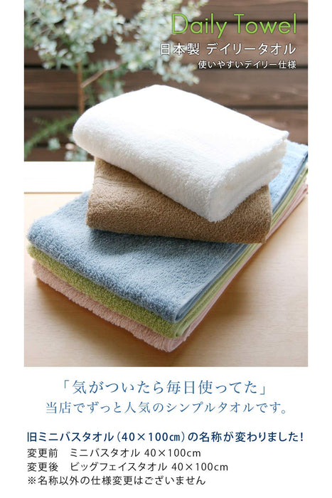 Hiorie Made In Japan Big Face Towel Set Of 4 - 40X100Cm Daily Towel - Senshu Towel - Blue