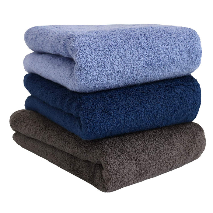 Hiorie Japan Big Face Towel 40X100Cm - Set Of 3 Assorted Colors - Hotel Style Fluffy Super Long Cotton Absorbent Thick Certified