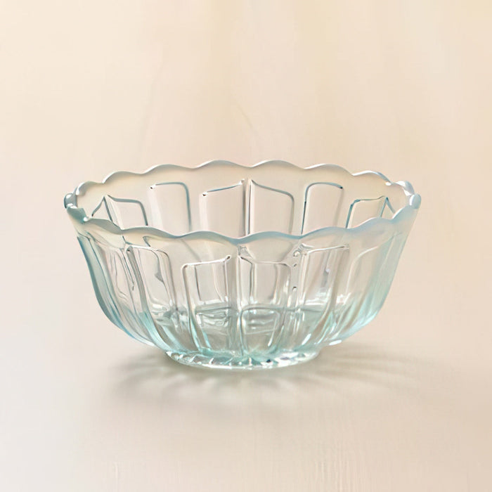 廣田玻璃日本雪之花藍色淺碗鈉鈣玻璃