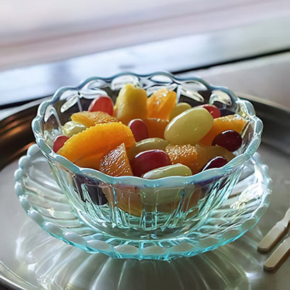 Hirota Glass Japan Yukinohana Blue Shallow Bowl Soda-Lime Glass