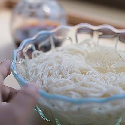 Hirota Glass Japan Yukinohana Blue Shallow Bowl Soda-Lime Glass