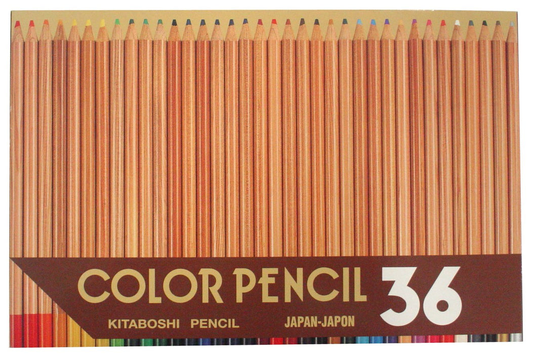 North Star Pencil Japan Hokuboshi 11203 Colored Pencils 36 Colors Wood Grain Paper Box
