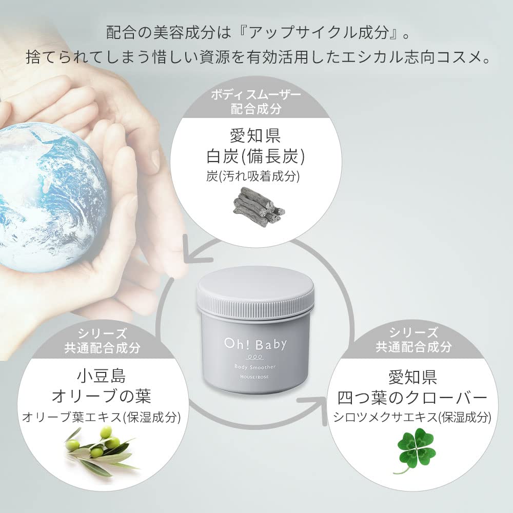 House Of Rose Body Smoother Bk 350G Citrus Herbal Scrub Massage Cleanse White Charcoal Japan