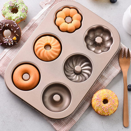 Hoya Ponyoo Donut Mold Set Of 6 - Silicone Cake Mold Candy Mold Non-Sticky Easy To Clean Japan - Cupcake Bagel Mold (Donut Shape)