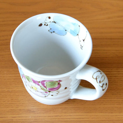 Arita Ware Hanaroku Gourd Blue Hyakuju Noshi Mug For 100-Year Celebration - Wooden Box & Message Card Included - Japan