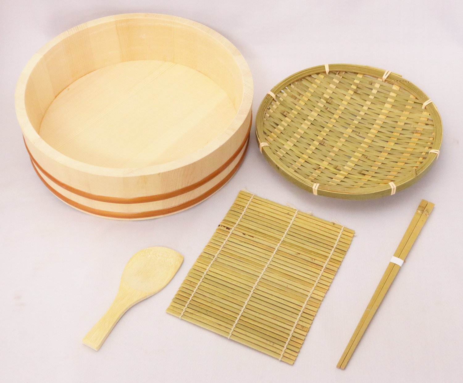 Ichihara Woodworks Mokkosho Temaki Sushi Set 27Cm 3 Cups Japan Beige