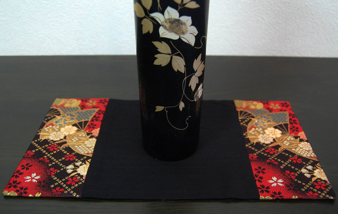 Shinsendo 日式花瓶垫雕像香炉带状纹理风扇适用于日式房间