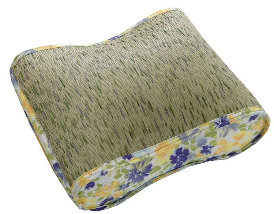 Ikehiko Corp 日本靠垫 Rush Floral Fontana Fit 蓝色 40X30 厘米