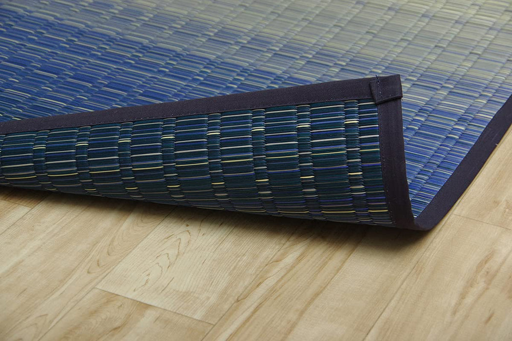 Ikehiko Corporation Japan Igusa Rug Carpet Hanagoza Sea Blue Edoma 174X261Cm #4141303 Antibacterial Odor Resistant