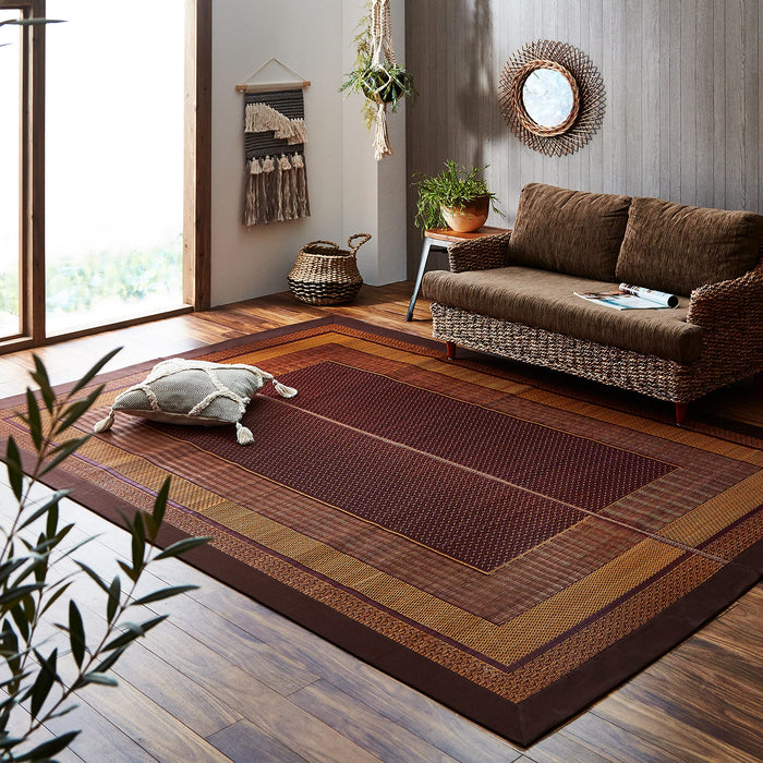 Ikehiko Corporation 蔺草地毯 日本产 95X150 厘米 Dx 等级 总颜色 酒红色
