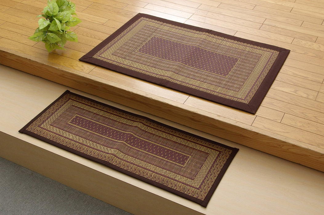 Ikehiko Corp Japan Entrance Mat Rush F Rank Rising Frame 35X90Cm Wine Urethane Back