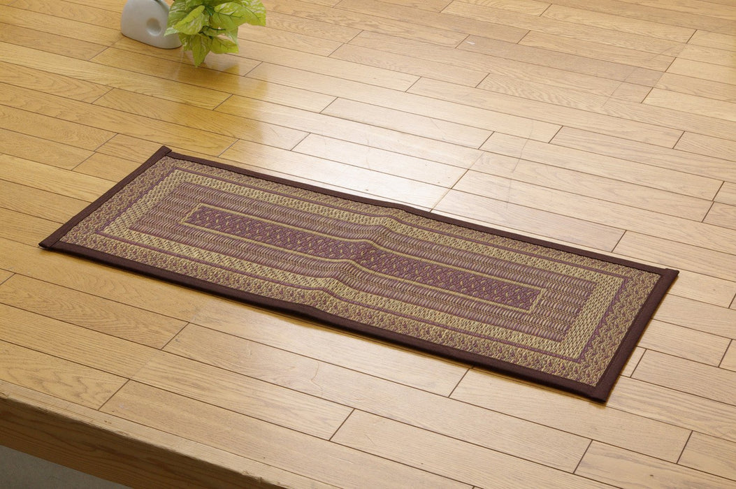 Ikehiko Corp Japan Entrance Mat Rush F Rank Rising Frame 35X90Cm Wine Urethane Back