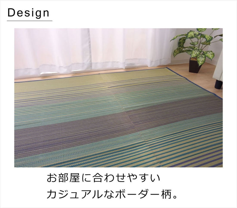 Ikehiko Corporation Igusa 地毯藍 2 住米方形來自日本 | 120厘米×120厘米