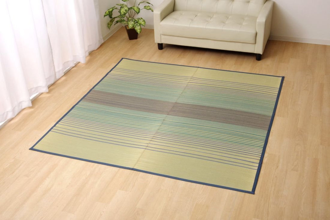 Ikehiko Corporation Igusa 地毯藍 2 住米方形來自日本 | 120厘米×120厘米