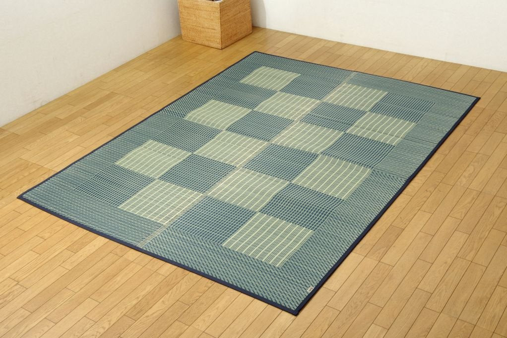 Ikehiko Corporation Japan Rug Carpet Rush Tatami Mat Square F Light Blue Simple