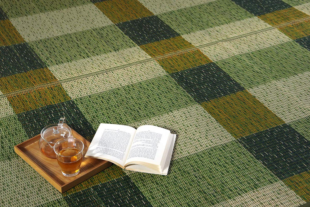 Ikehiko Corporation 日本 Rush Rug 除臭地毯 矩形绿色 - 约。