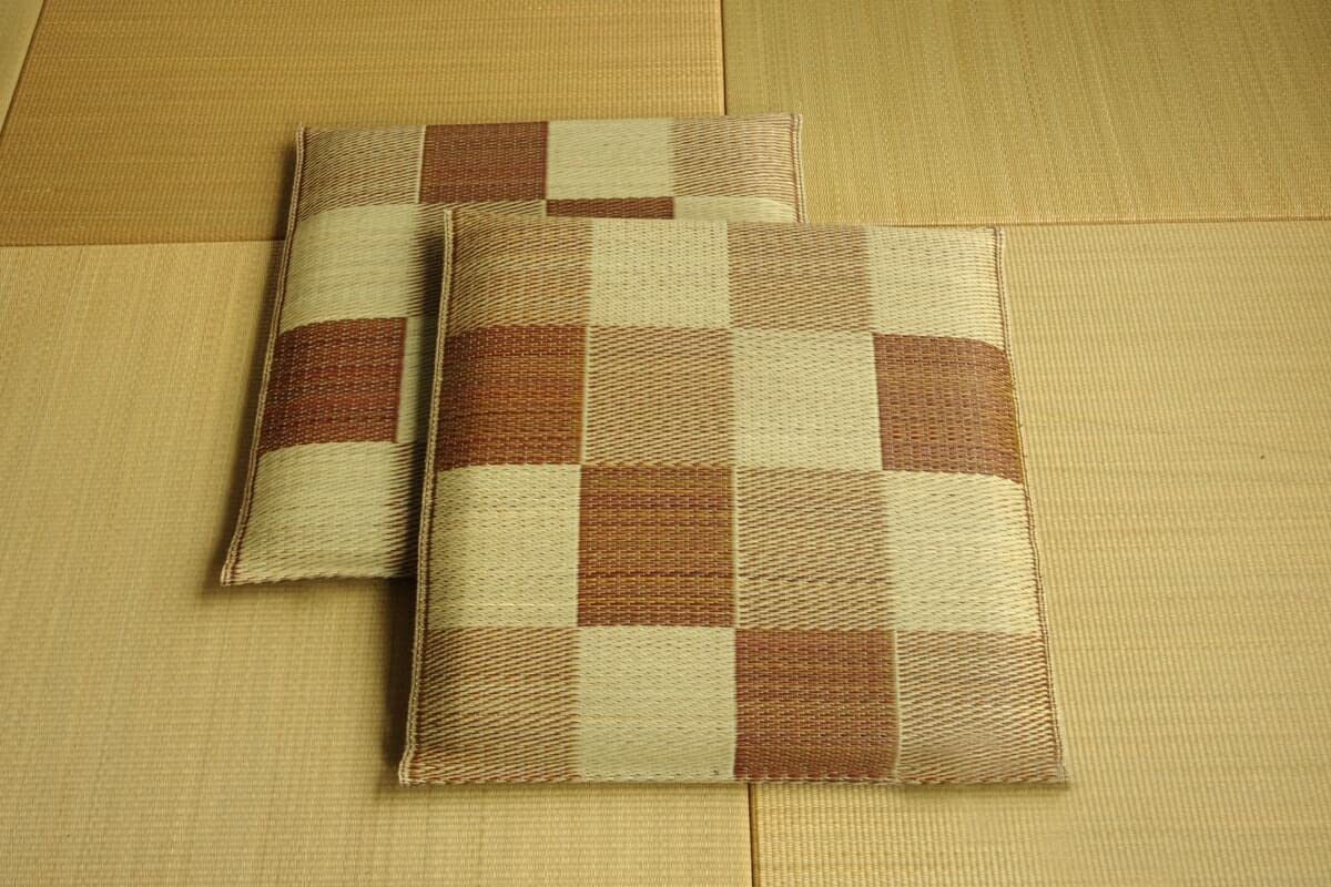 Ikehiko Rush Zabuton Block 2Pc Set 55X55Cm Brown Made In Japan #3128010 By Ikehiko Corp