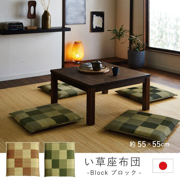 Ikehiko Rush Zabuton Block 2Pc Set 55X55Cm Brown Made In Japan #3128010 By Ikehiko Corp
