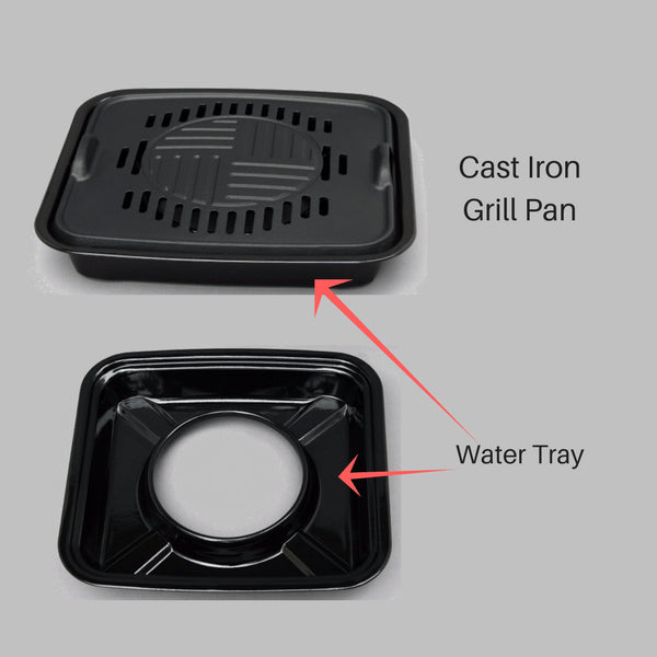 Ikenaga Cast-Iron Yakiniku Barbecue Griddle Water Pan For Portable Gas Stove