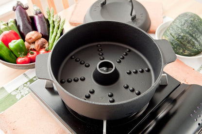 Ikenaga Iron Works 22Cm Japanese Stone Pot Sweet Potato Roaster Imojiro