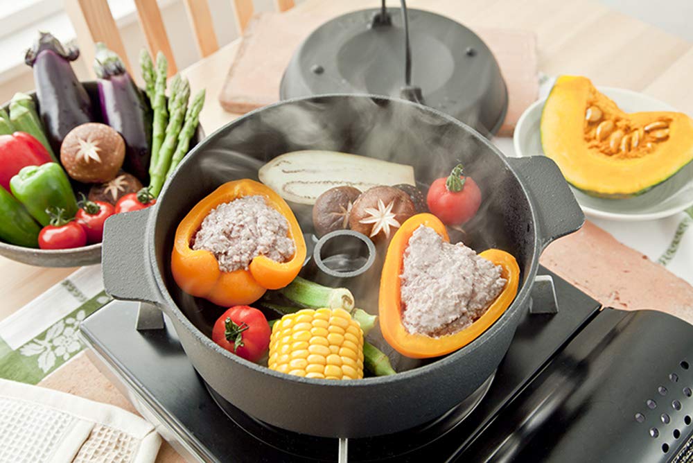 Ikenaga Iron Works 22Cm Japanese Stone Pot Sweet Potato Roaster Imojiro