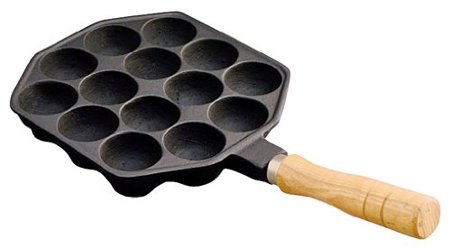 Ikenaga Iron Works Takoyaki Maker 14 Holes Ih/Gas Compatible Japan Wooden Pattern