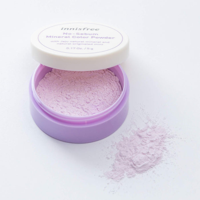 Innisfree No-Sebum Mineral Color Powder (Violet): Dullness & Yellowness 5g - Japanese Foundation