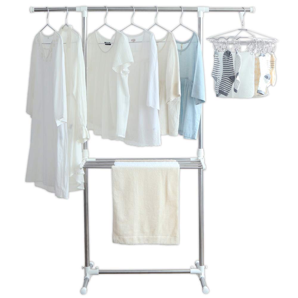 家具 iris ohyama l rack Iris Ohyama Adjustable Height Laundry Drying Rack | Left & Right Use |