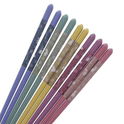 Ishida Japan Natural Wood Chopsticks Set Of 5 Tabi Rabbit Dishwasher Safe 23Cm