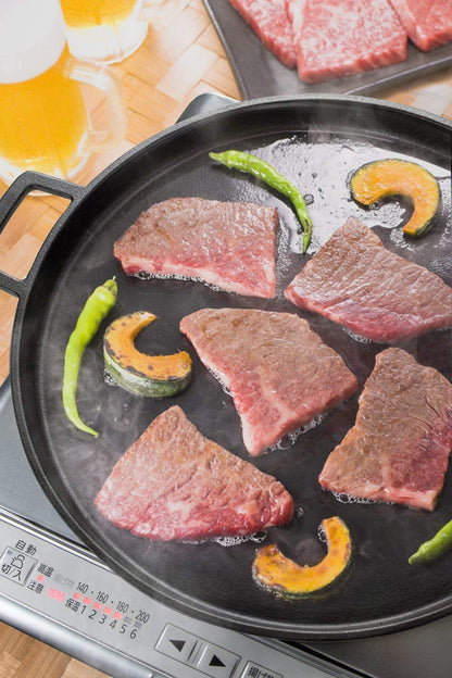 Ishigaki Iron Plate Black 40.5X33X3Cm Round 32Cm Compatible Yakisoba Okonomiyaki Yakiniku Japan