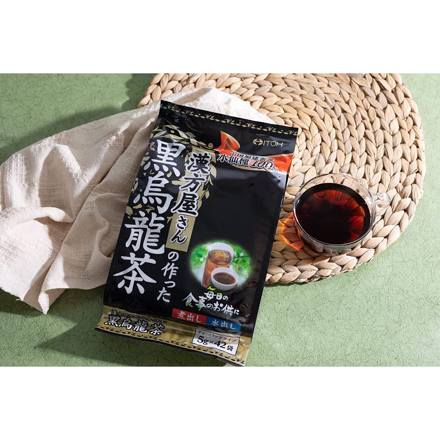 Ito Kampo Pharmaceutical Black Oolong Tea 42 Packs 100% Fujian Daffodil Seeds Japan Tea Bags Cold Brew Boiled
