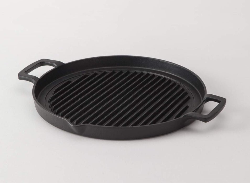 Iwachu Grill Pan Round 25Cm Japanese Nambu Ironware | Ih Compatible | Black Baked
