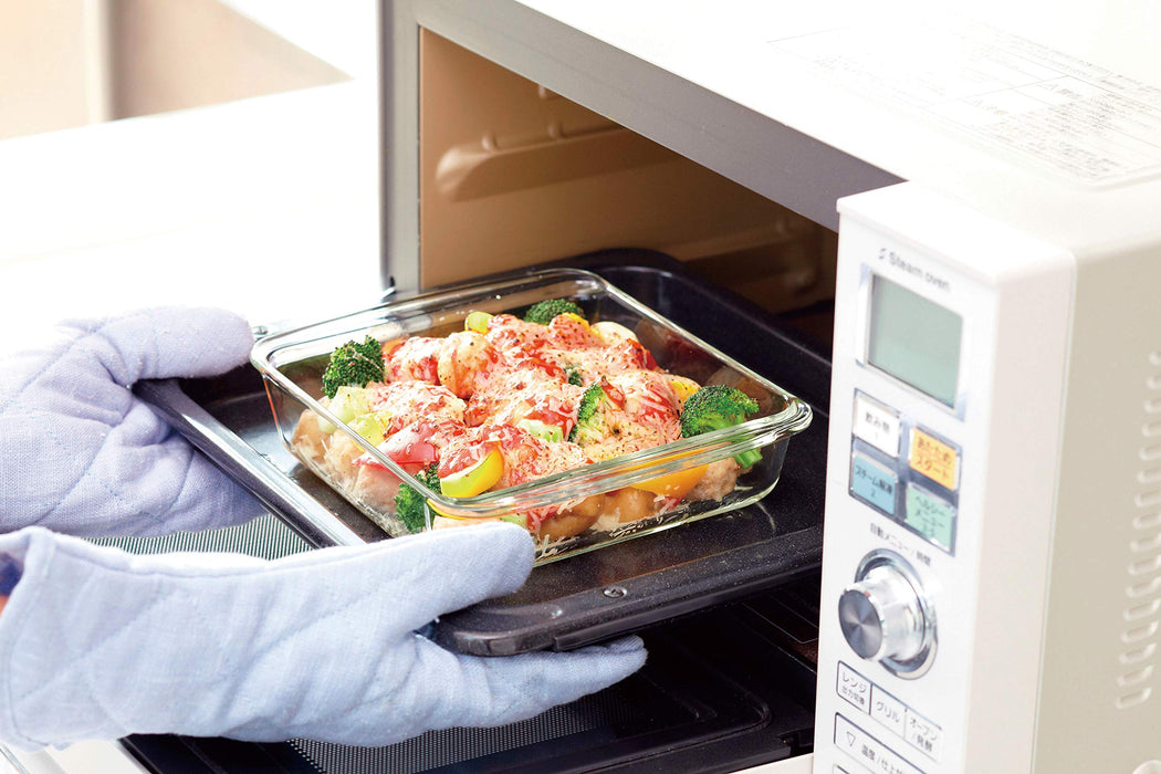 Iwaki 2L 方形焗烤盘 耐热玻璃烤盘 烤箱用具 适用于微波炉 - 日本