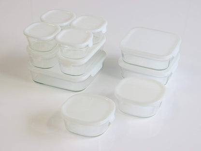 Iwaki Japan Ps-Prn-11W Heat Resistant Glass Storage Container 11Pc Set 200Ml-1200Ml