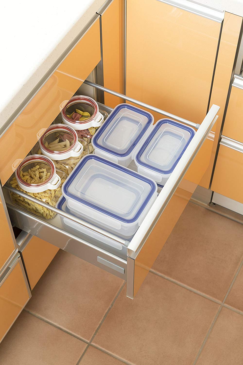 Iwasaki Industry Japan Lsx315 Antibacterial Sealed 4-Point Lock Storage Container Blue 200L Set Of 5