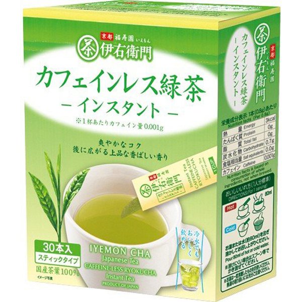 Iyemon Instant Caffeineless Green Tea Stick (0.8g x 30p) 24g Japan With Love