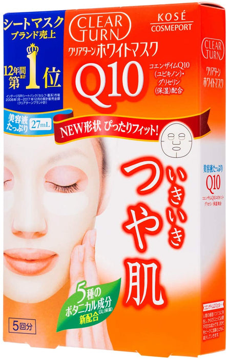 Kose Clear Turn White Face Mask 5 Sheets Colenzyme q10