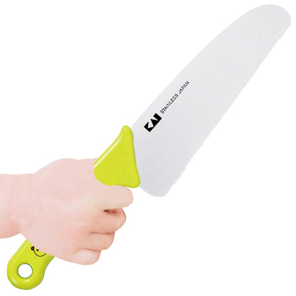 Kai Corporation Little Chef Club Authentic Japanese Blade Panda Green Knife Fg5000