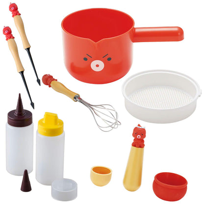 Kai Corporation Japan Takoyaki Tools 5-Piece Set 2 Picks Kitchen Paper Oiling Powder Sprinkle Ball Dispenser