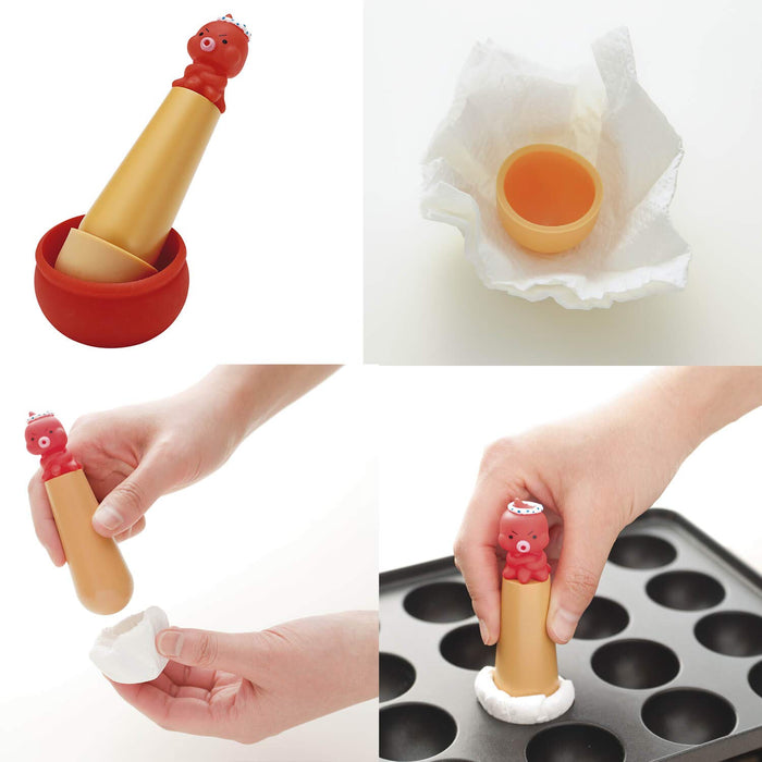 Kai Corporation Japan Takoyaki Tools 5-Piece Set 2 Picks Kitchen Paper Oiling Powder Sprinkle Ball Dispenser