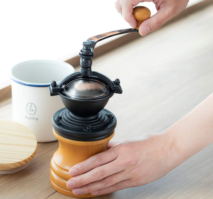 Kalita 42118 Coffee Mill Hand Grinding Round Slim Natural Japan