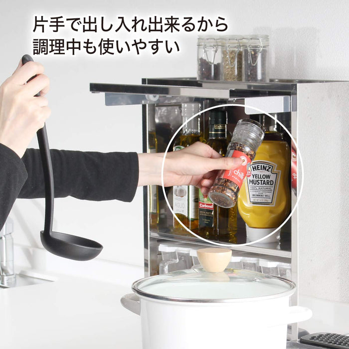 Kawaguchi Koki 10 Cup Mirror Style Stainless Steel Spice Rack From Tsubamesanjo Japan