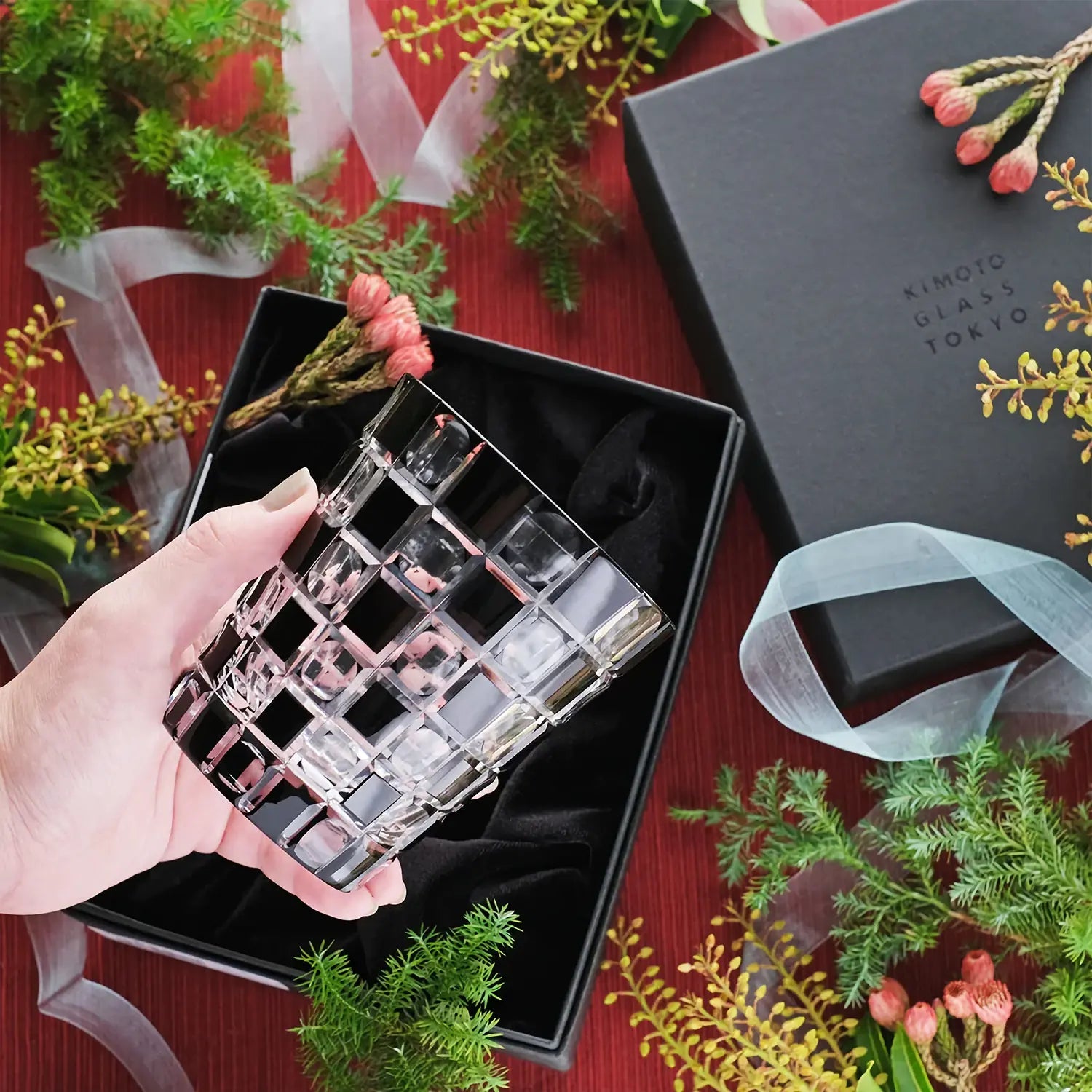 Kimoto Glassware Tokyo Kuroco Edo Kiriko Double Old Fashioned Glass Japan