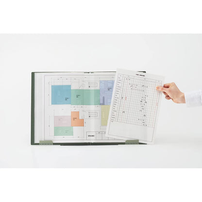 Kingjim A4 Side In Ziritz Clear File 20 Pockets Green 8837 Mito - Made In Japan